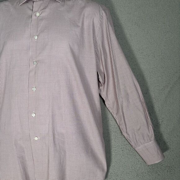 Stefano Ricci Dress Shirt Men’s Size 17/43 White Red Check Cotton Button Up - Picture 5 of 16